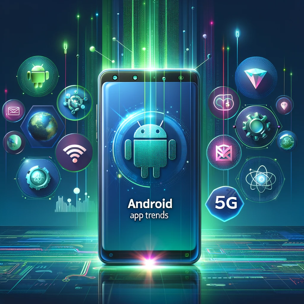 DALL·E 2024-11-26 02.33.10 - A futuristic and vibrant illustration showcasing the title 'Android App Trends